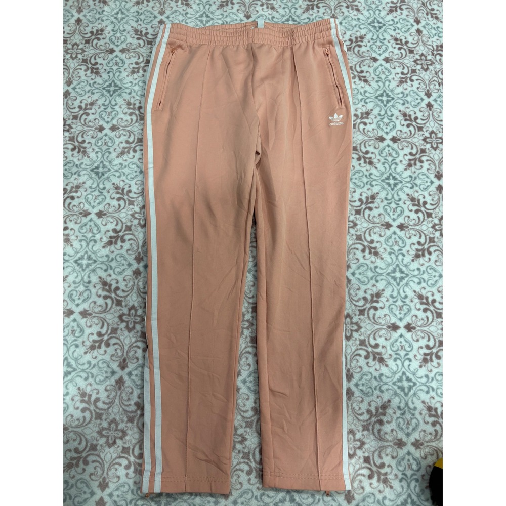 Adidas Originals Womens Track Pants Pink 3 Stripe Trefoil Zip Pocket Large L